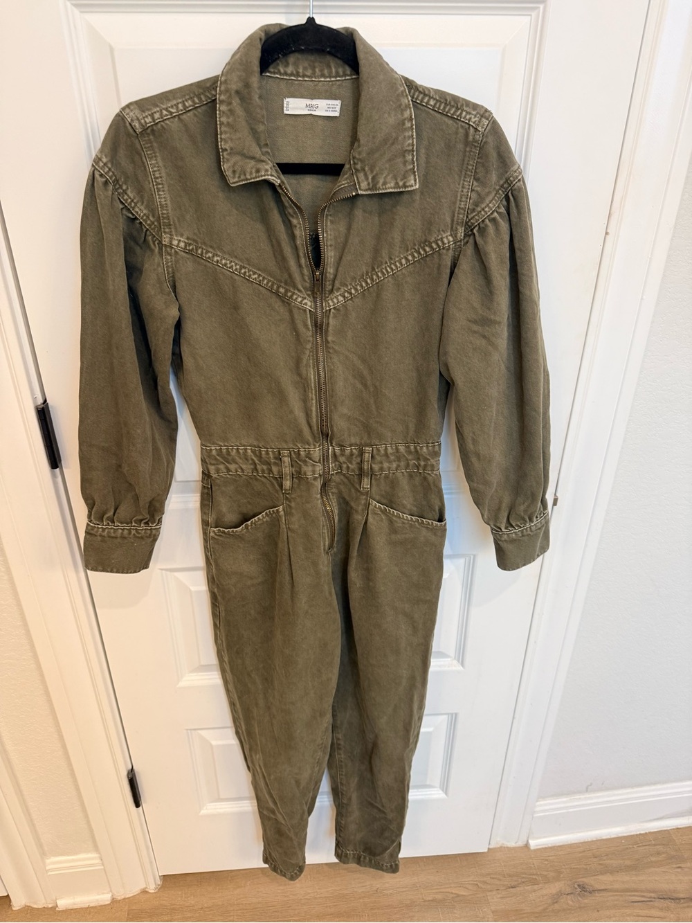 Mango Olive Green Utility Jumpsuit